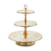 Mocha Check Three Tier Sweet Stand by MacKenzie-Childs