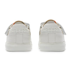 Burberry Kids Cotton and Leather Noah Strap White Trainers