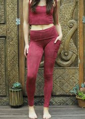 High Waist Pocket Yoga Tights -Dark Rust