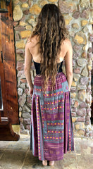 Hill-tribe Long Skirt - Pink and Blue