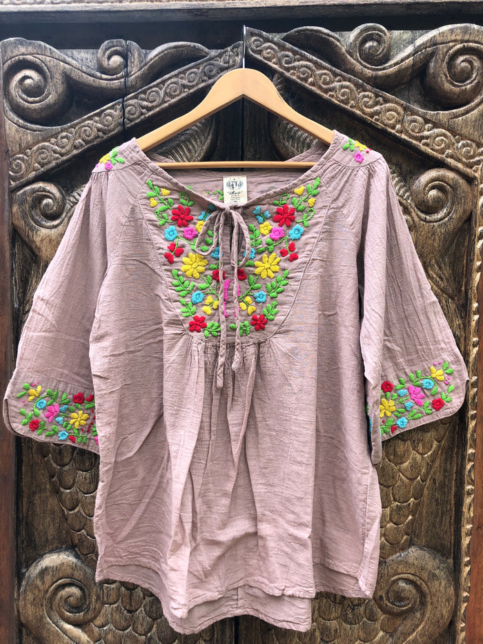 Wildflower Blouse -Spring on Light Pink
