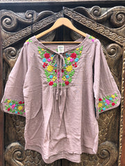 Wildflower Blouse -Spring on Light Pink