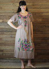 Long Frida Dress Taupe and Pink