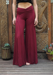 Palazzo Panelled Pants - Crimson