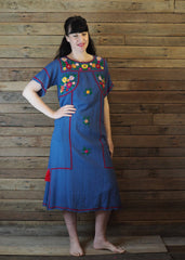 Romina Maxi Dress in Blue and Crimson