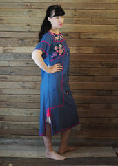 Romina Maxi Dress in Blue and Hot Pink