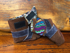 Size 19 Baby Ninja Boots - Brown and Black Aztec