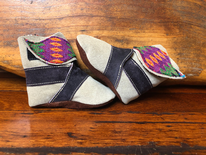 Size 19 Baby Ninja Boots - Grey, Black, Orange Diamonds