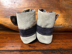 Size 19 Baby Ninja Boots - Grey, Black, Orange Diamonds