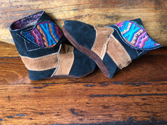 Size 21 Baby Ninja Boots - Black and Tan Rainbow