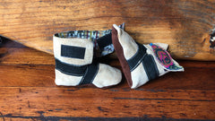 Size 23 Baby Ninja Boots - Tan, Black Fluoro Rose