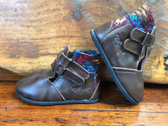 Size 29 Kids Adventure Boots - Yellow Diamonds on Brown