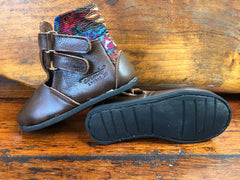 Size 29 Kids Adventure Boots - Yellow Diamonds on Brown