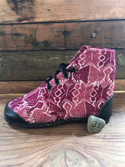 Size 35 Cloth Moccasins Pink Birds and Snowflakes