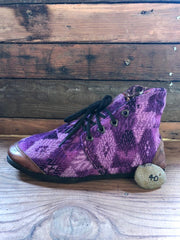Size 40 Cloth Moccasins Purple Rhombus
