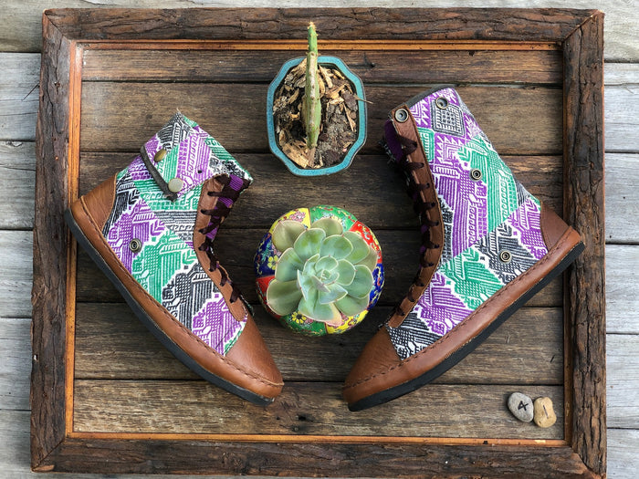 Size 41 - Fold down Desert Boots Purple and Green