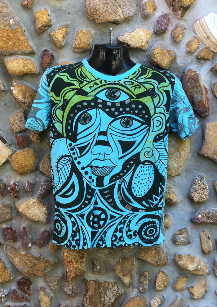 Small Funky Tee - Maori Tribal - Aqua