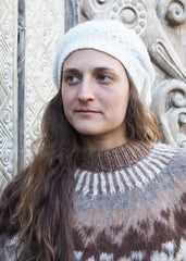 White Bolivian Alpaca Knitted Beanie
