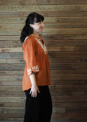 Wildflower Blouse Burnt Orange and White