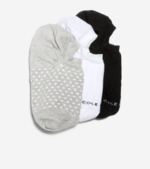 Women's 3 Pack Dot Sock Liners-Heather Grey Assorted