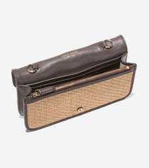 Women's Alexandria Wallet On A Chain-Natural Raffia-Dark Chocolate