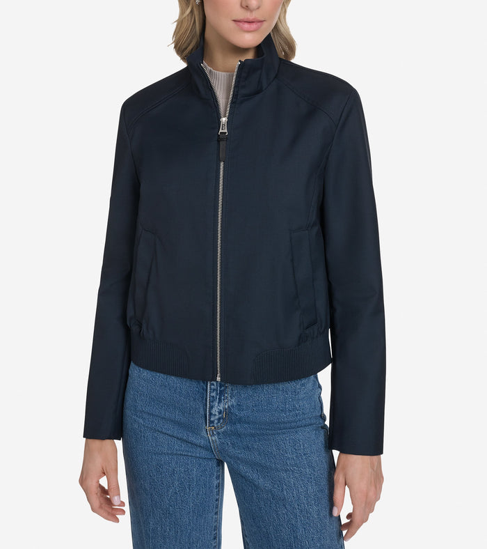 Women's Bomber Style Jacket-Navy