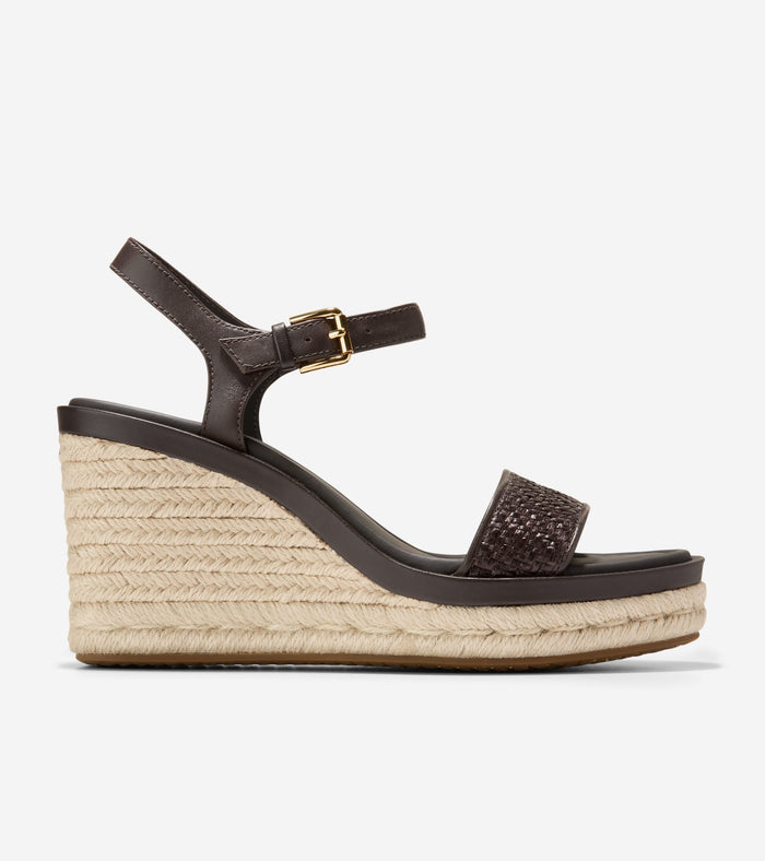 Women's Cloudfeel Asbury Espadrille Wedge Sandals-Brown Raffia-Dark Chocolate