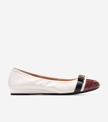 Women's Go-To Tova Bow Ballet Flats-Mahogany Croc Print-Black