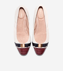 Women's Go-To Tova Bow Ballet Flats-Mahogany Croc Print-Black