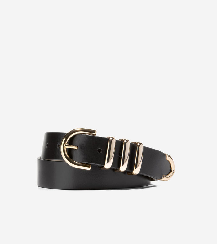 Beveled Edge Modern 3PC Belt Set-Black