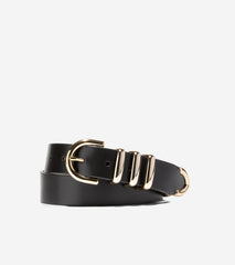 Beveled Edge Modern 3PC Belt Set-Black