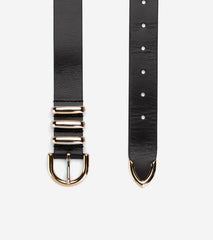 Beveled Edge Modern 3PC Belt Set-Black