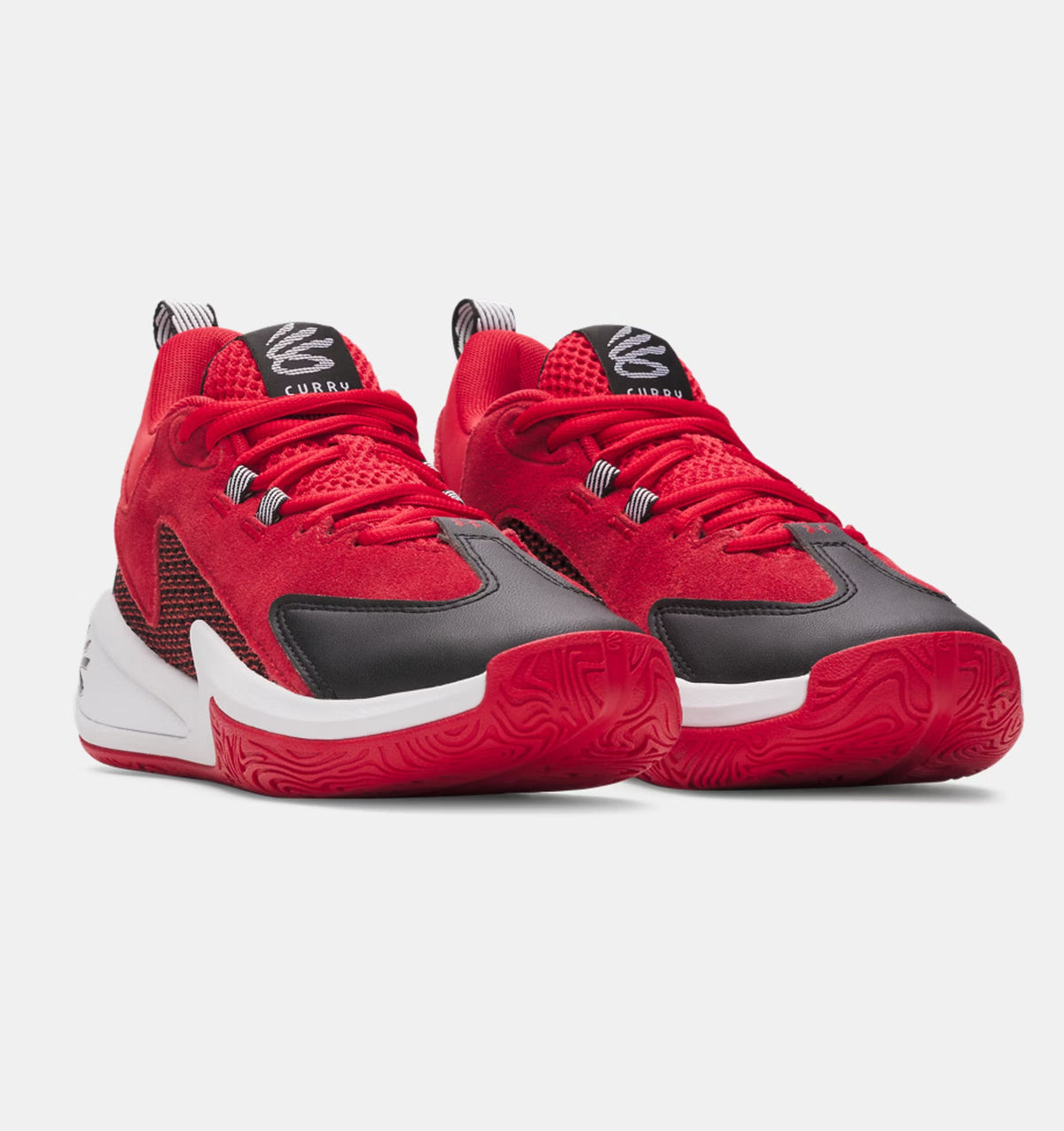 Big Kids' Under Armour Curry 3Z 25 Suede "Red White Black"