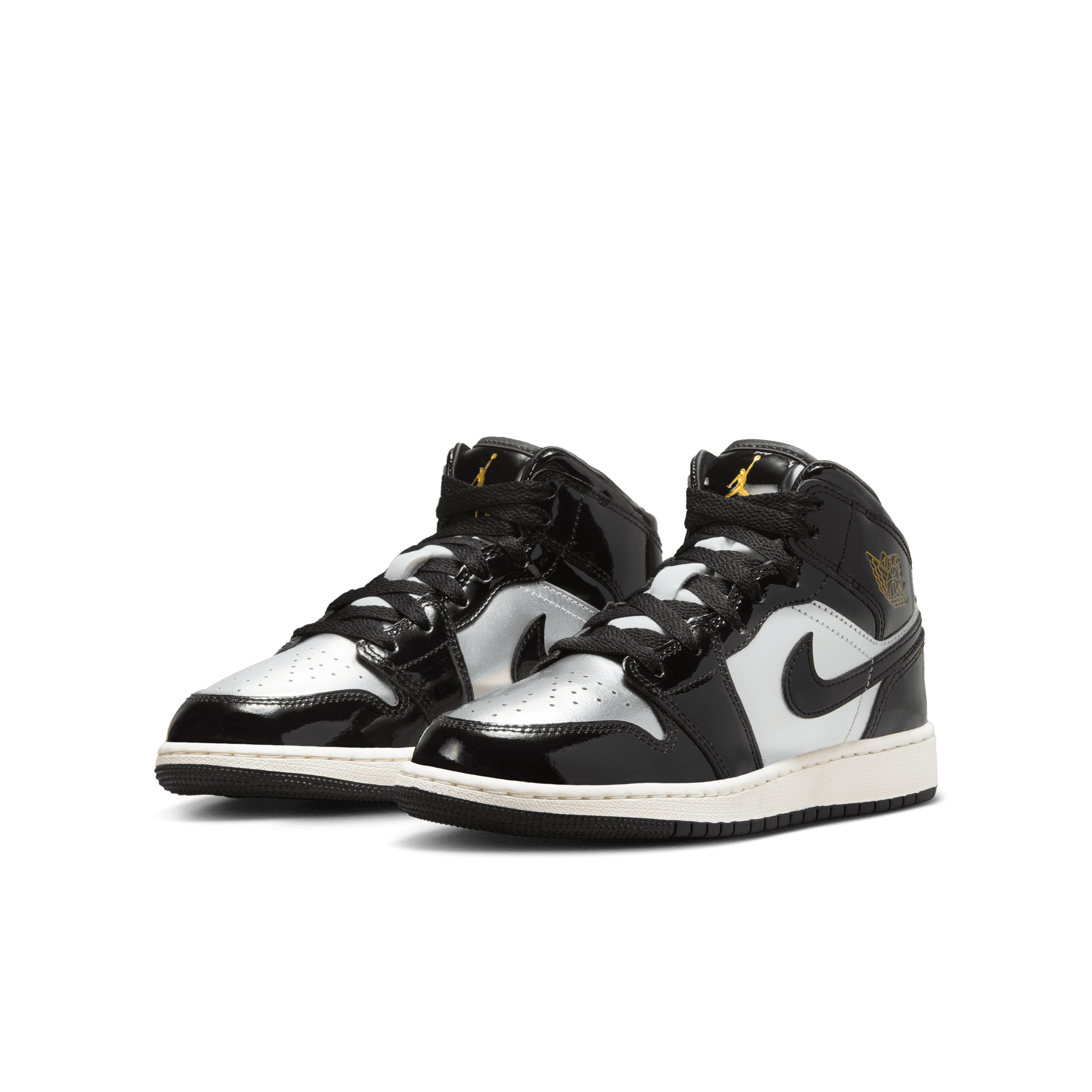 Big Kids' Air Jordan 1 Mid SE "Black Metallic Silver"
