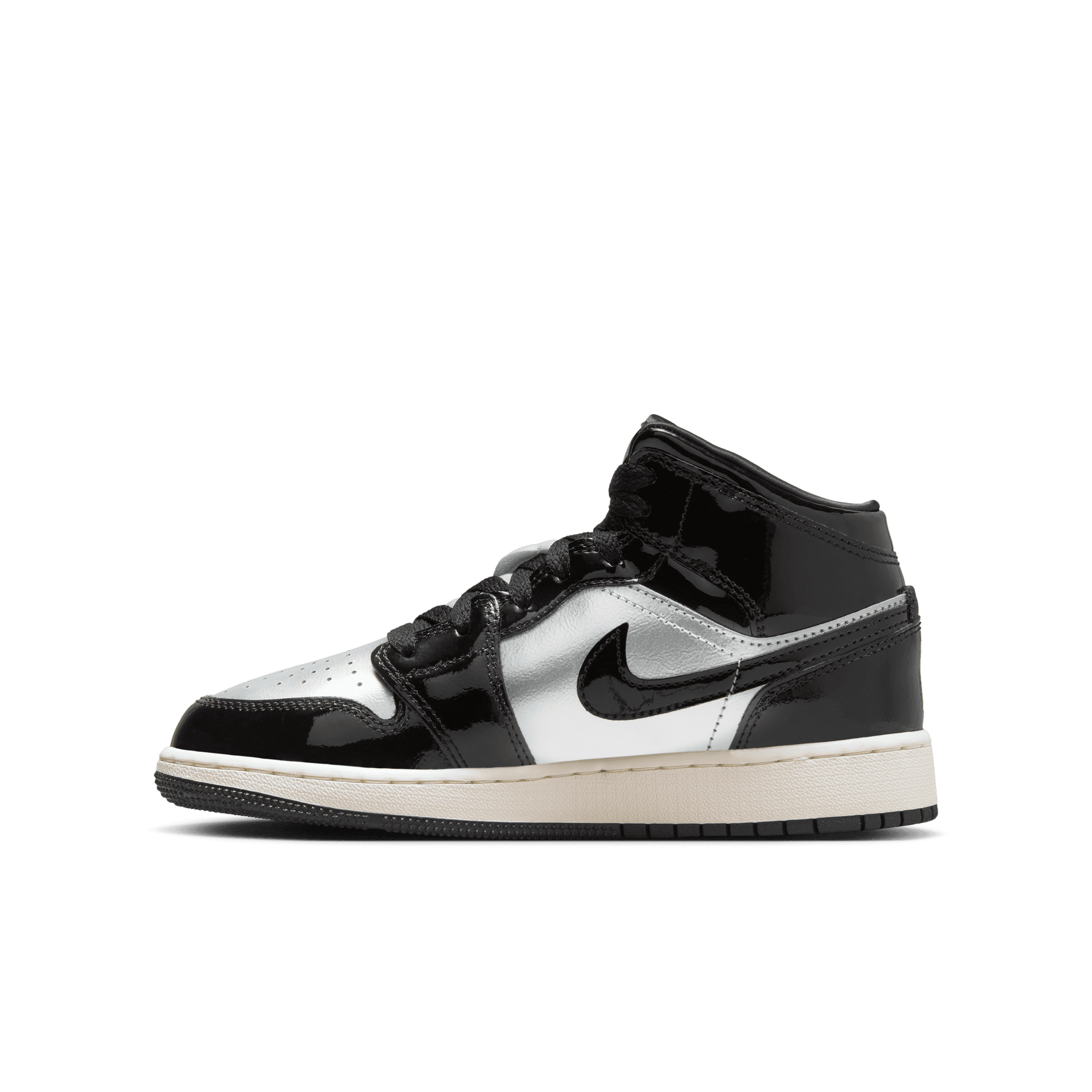 Big Kids' Air Jordan 1 Mid SE "Black Metallic Silver"