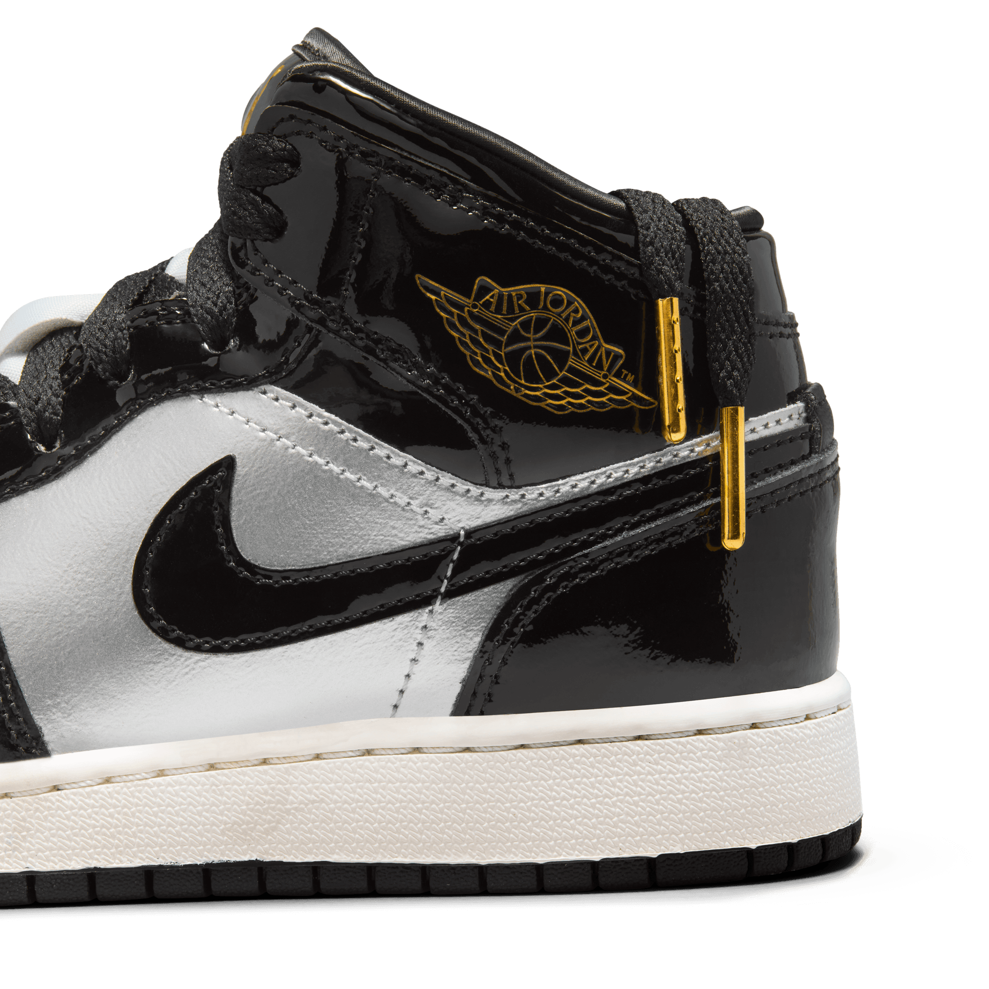 Big Kids' Air Jordan 1 Mid SE "Black Metallic Silver"