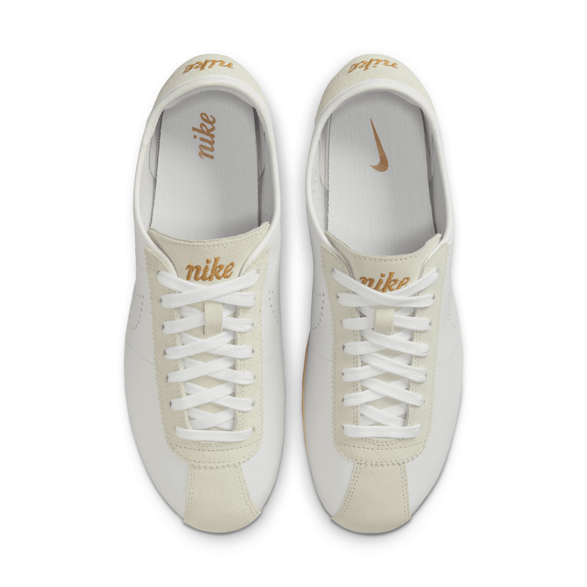 Women's Nike Cortez Leather "White Bronze Perforated Swoosh"