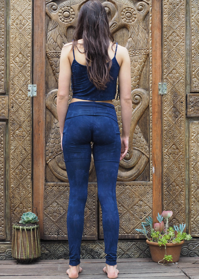 High Waist Pocket Yoga Tights - Midnight Blue