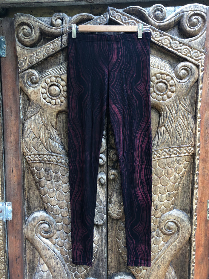 Tree bark- Leggings -Burgendy