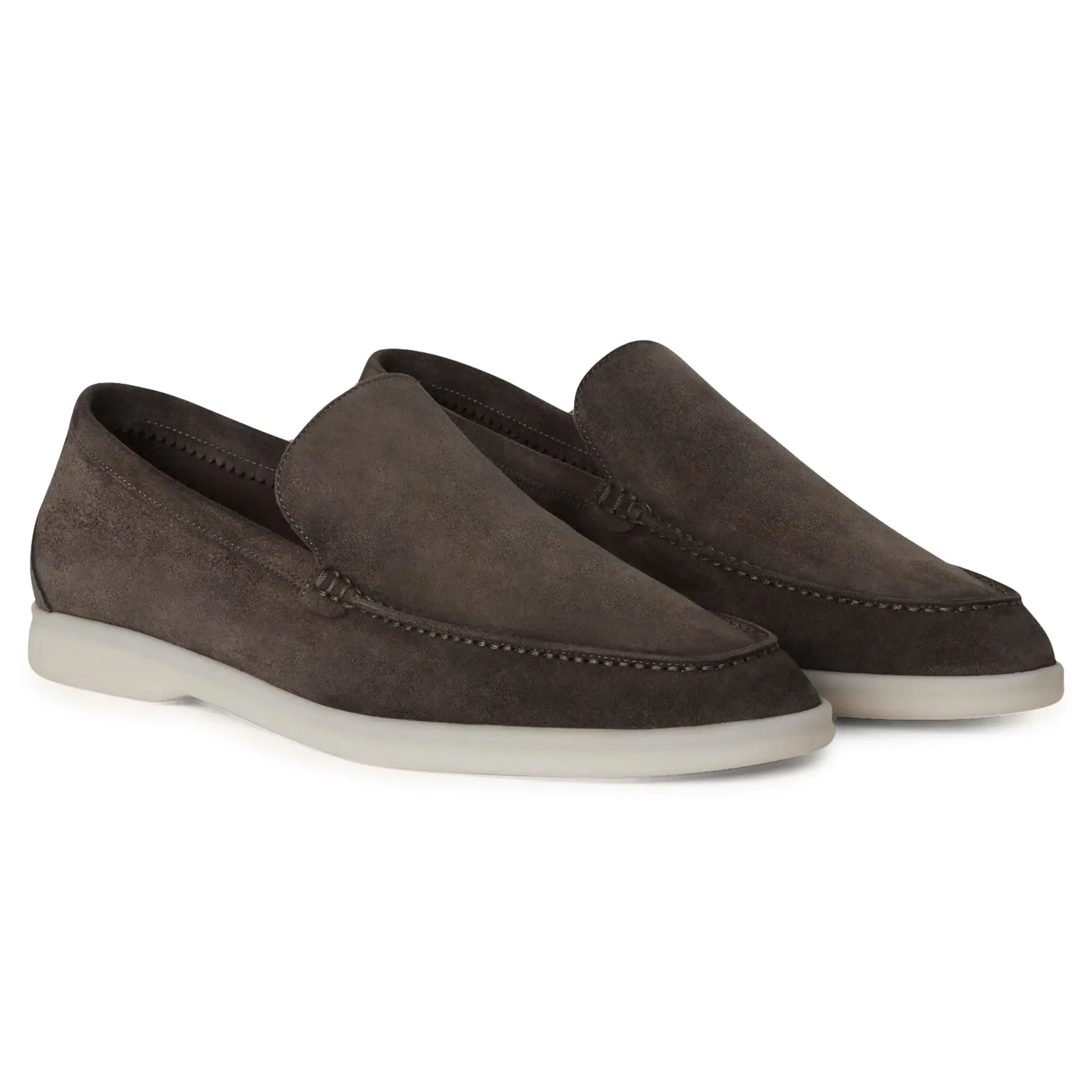 Loro Piana Summer Walk Suede Warm Grey Loafers