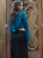 Medieval Hooded Stretch Top - Teal