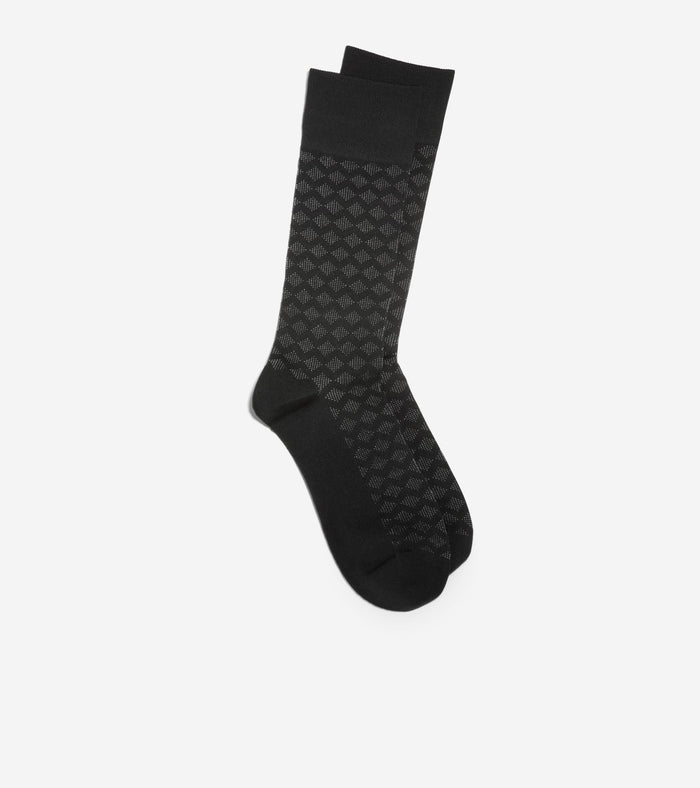 Men's Diamond Microfiber Dress Crew Socks-Black