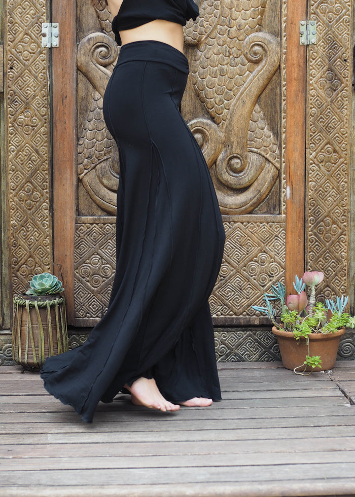 Palazzo Panelled Pants - Black