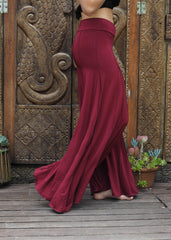 Palazzo Panelled Pants - Crimson