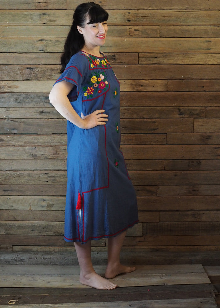 Romina Maxi Dress in Blue and Crimson