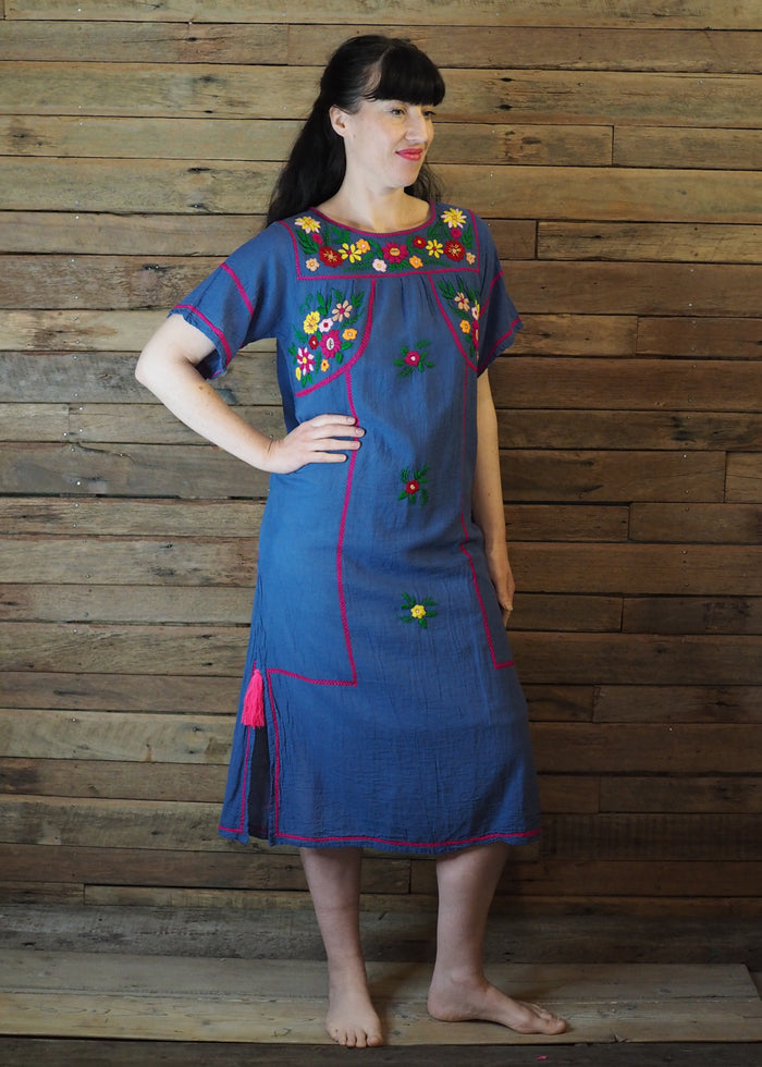 Romina Maxi Dress in Blue and Magenta