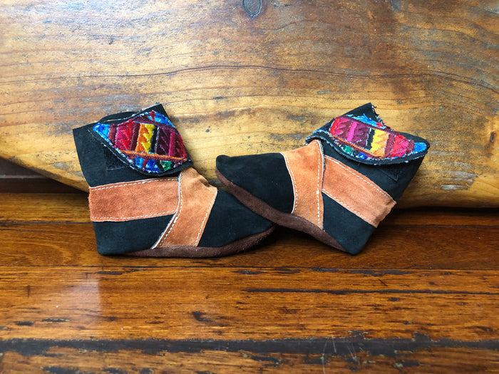 Size 19 Baby Ninja Boots - Black and Orange Rainbow