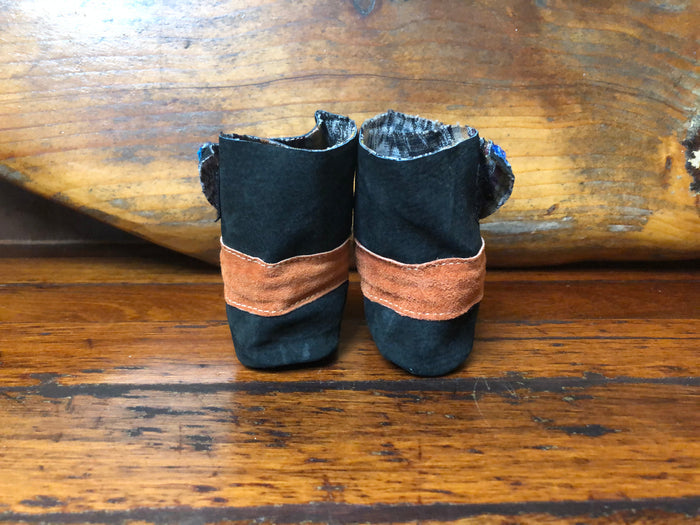 Size 19 Baby Ninja Boots - Black and Orange Rainbow