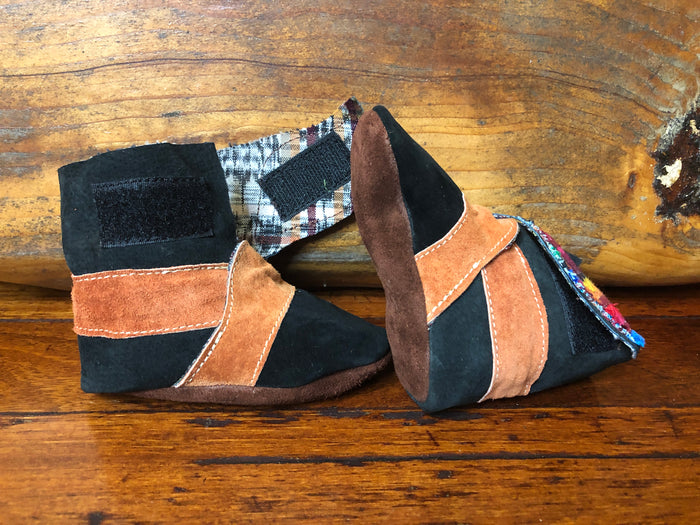 Size 19 Baby Ninja Boots - Black and Orange Rainbow