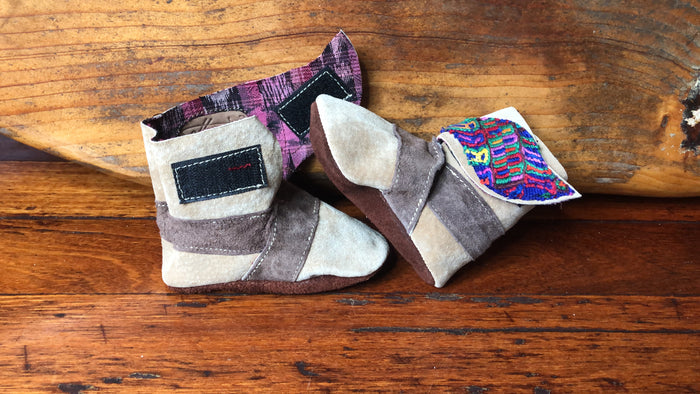 Size 21 Baby Ninja Boots - Tan, Brown, Crimson Aztec